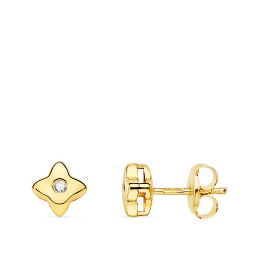 [PP1905-OAP150] 18K PENDIENTES ORO AMARILLO ESTRELLA 5X5 MM DIAMANTE 0.030 QT. G-VS2.