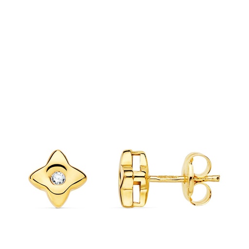 [PP1905-OAP170] 18K PENDIENTES ORO AMARILLO ESTRELLA 5.5X5.5 MM DIAMANTE 0.040 QT. G-VS2.