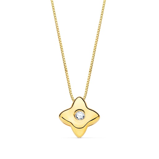 [PP1906-OA150] 18K GARGANTILLA ORO AMARILLO ESTRELLA 5X5MM DIAMANTE 0.015QT. G-VS2. CADENA 42CM