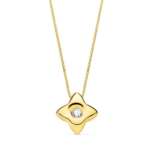 [PP1906-OA170] 18K GARGANTILLA ORO AMARILLO ESTRELLA 5.5MM DIAMANTE 0.020QT. G-VS2. CADENA 42CM