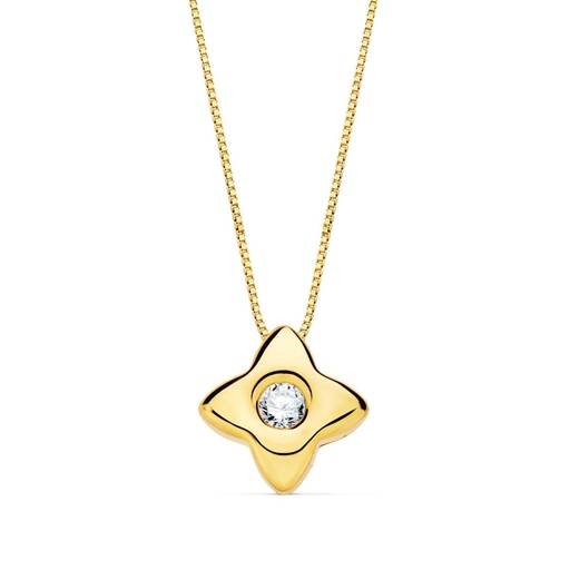 [PP1906-OA220] 18K GARGANTILLA ORO AMARILLO ESTRELLA 6X6MM DIAMANTE 0.050QT. G-VS2. CADENA 42CM