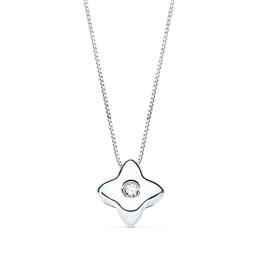 [PP1906-OB150] 18K GARGANTILLA ORO BLANCO ESTRELLA 5X5MM DIAMANTE 0.015QT. G-VS2. CADENA 42CM