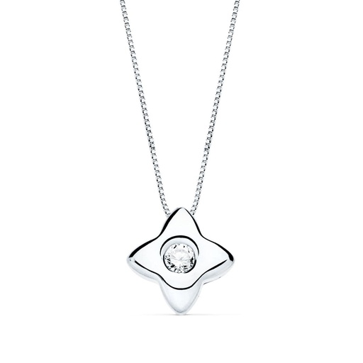[PP1906-OB220] 18K GARGANTILLA ORO BLANCO ESTRELLA CON DIAMANTE 0.050 QTS. G-VS2. CADENA 42 CM