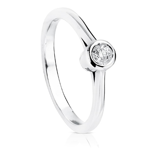 [PP1948.010] 18K SOLITARIO DIAMANTE TALLA BRILLANTE ORO BLANCO 0.100 QTS. SI-H