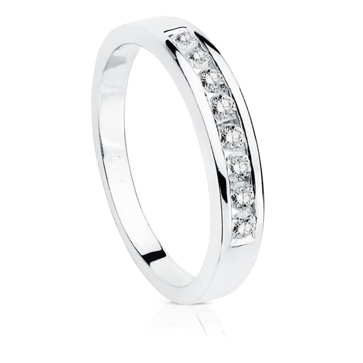 [PP1949.024] 18K ALIANZA 8 DIAMANTES ORO BLANCO 0.240 QTS. PUREZA VS2 COLOR G TALLA BRILLANTE
