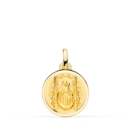 [PP1982-1] 18K MEDALLA ORO AMARILLO VIRGEN DEL PINO TRONO BISEL 14 MM
