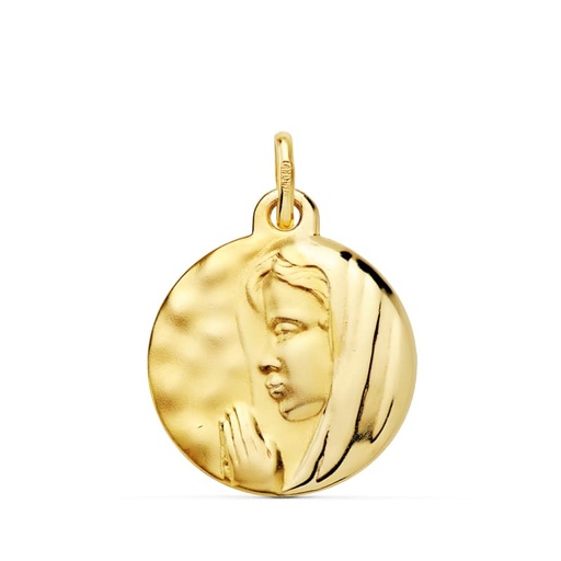 [PP2005F] 18K MEDALLA VIRGEN MARIA  REINA DE LOS CIELOS  16 MM