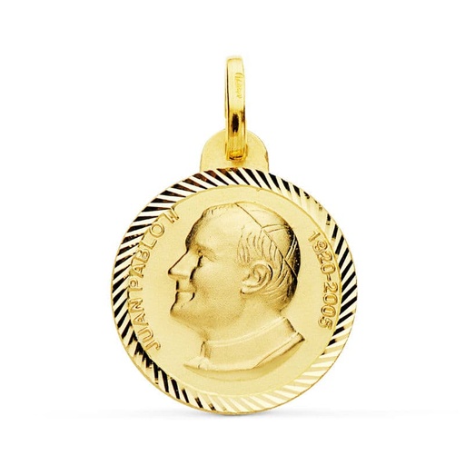 [PP2871-220] 18K MEDALLA SAN JUAN PABLO II 20 MM TALLA HELICE