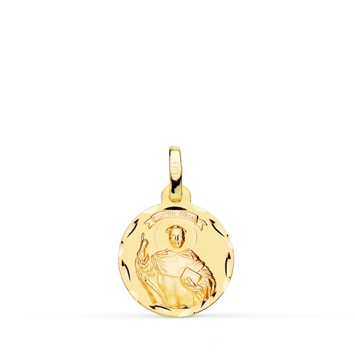 [PP2873-314] 18K MEDALLA ORO AMARILLO SAN VICENTE FERRER TALLADA 14 MM