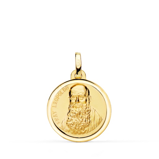 [PP2875-118] 18K MEDALLA ORO AMARILLO FRAY LEOPOLDO BISEL 18 MM
