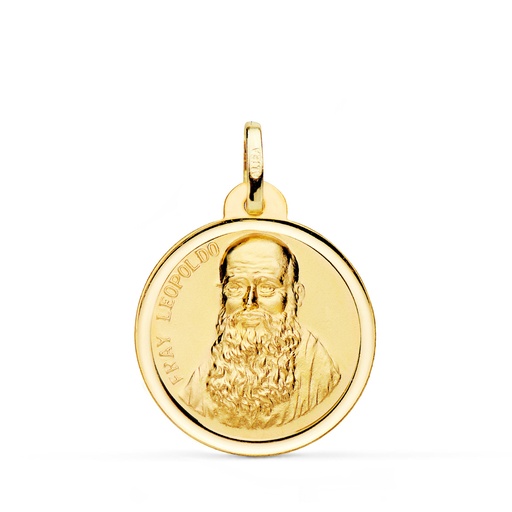[PP2875-122] 18K MEDALLA ORO AMARILLO FRAY LEOPOLDO BISEL 22 MM