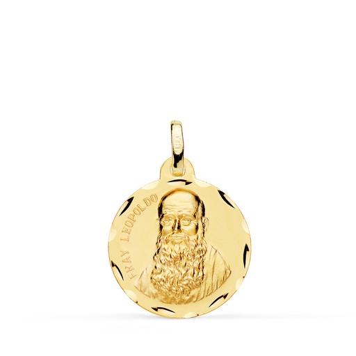 [PP2875-318] 18K MEDALLA ORO AMARILLO FRAY LEOPOLDO TALLADA 18 MM