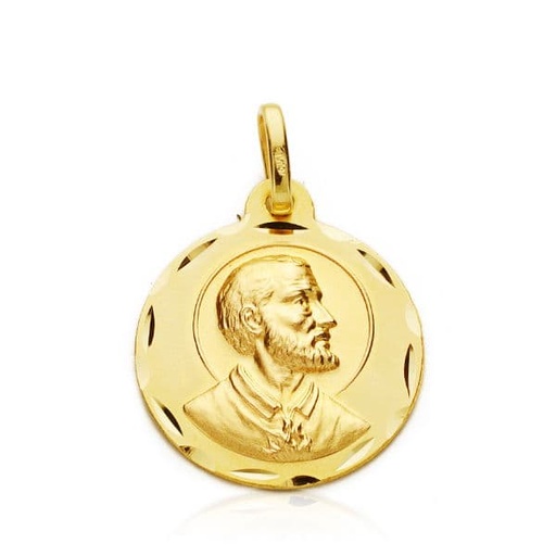 [PP2876-317] 18K MEDALLA ORO AMARILLO SAN FRANCISCO JAVIER TALLADA 18 MM