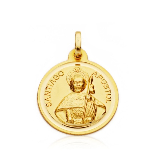 [PP2880-122] 18K MEDALLA SANTIAGO APOSTOL 22 MM BISEL
