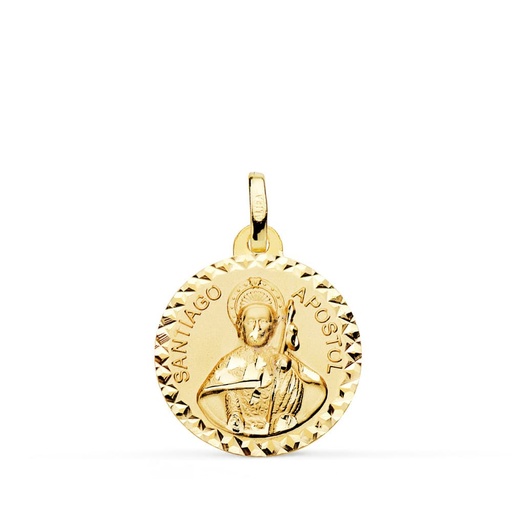 [PP2880-918] 18K MEDALLA SANTIAGO APOSTOL TALLA CRUZADA 18 MM