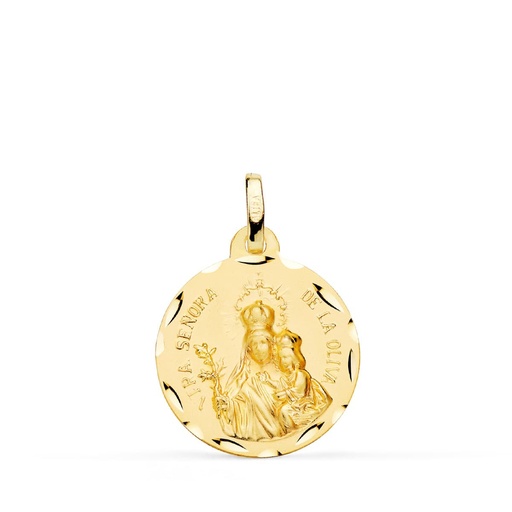 [PP2939-318] 18K MEDALLA ORO AMARILLO VIRGEN DE LA OLIVA TALLADA 18 MM