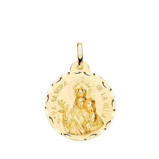 [PP2939-320] 18K MEDALLA ORO AMARILLO VIRGEN DE LA OLIVA TALLADA 20 MM