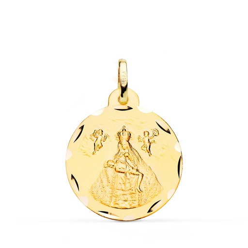 [PP2940-322] 18K MEDALLA ORO AMARILLO VIRGEN DE AFRICA TALLADA 22 MM