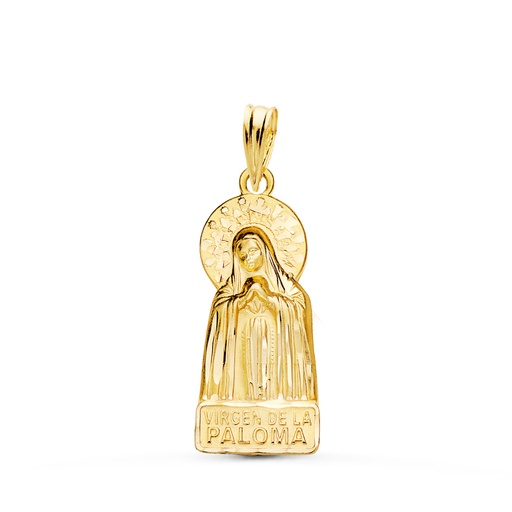 [PP2958-320] 18K MEDALLA VIRGEN DE LA PALOMA SILUETA TALLADA 20X9 MM