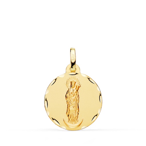 [PP2962-318] 18K MEDALLA ORO AMARILLO VIRGEN DE LA ALMUDENA TALLADA 18 MM
