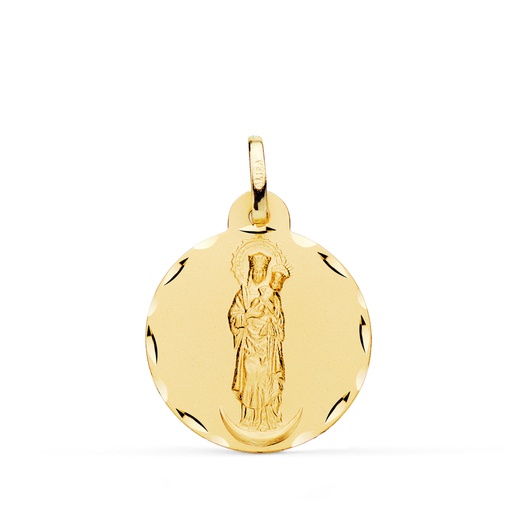 [PP2962-320] 18K MEDALLA ORO AMARILLO VIRGEN DE LA ALMUDENA TALLADA 20 MM