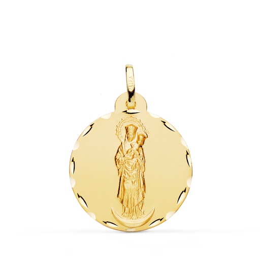 [PP2962-322] 18K MEDALLA ORO AMARILLO VIRGEN DE LA ALMUDENA TALLADA 22 MM