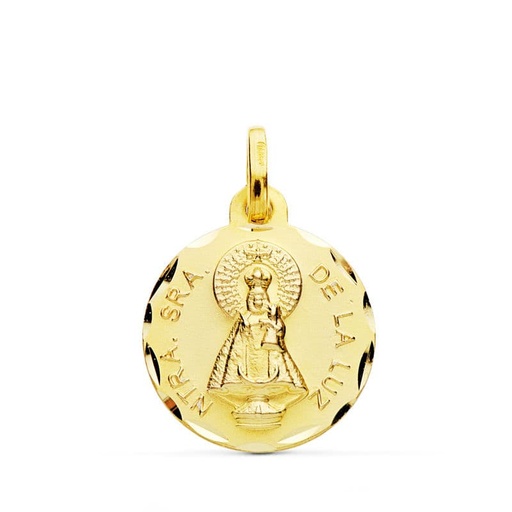 [PP2964-316] 18K MEDALLA NUESTRA SEÑORA DE LA LUZ TALLADA 16 MM