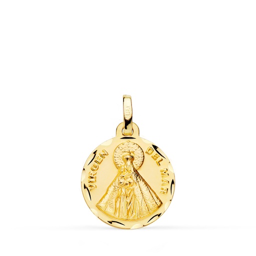[PP2966-316] 18K MEDALLA ORO AMARILLO VIRGEN DEL MAR TALLADA 16 MM