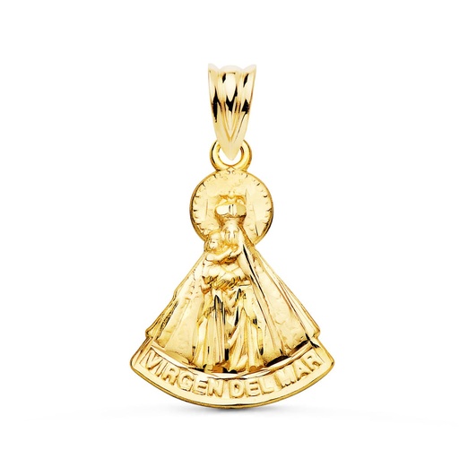 [PP2967-320] 18K MEDALLA ORO AMARILLO VIRGEN DEL MAR SILUETA TALLADA 20X17 MM