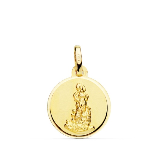 [PP2977-114] 18K MEDALLA VIRGEN NTRASRA DEL SALIENTE BISEL 14 MM
