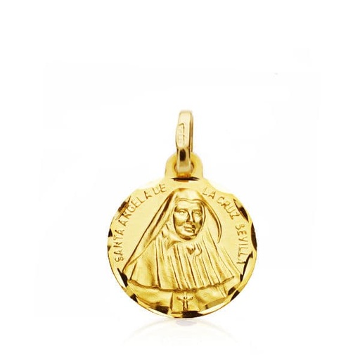[PP2979-314] 18K MEDALLA DE SANTA ANGELA DE LA CRUZ 14 MM