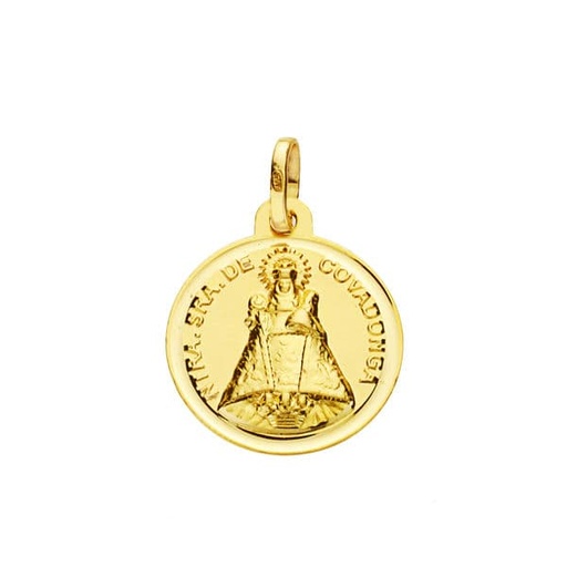 [PP2989-116] 18K MEDALLA VIRGEN DE COVADONGA 16 MM