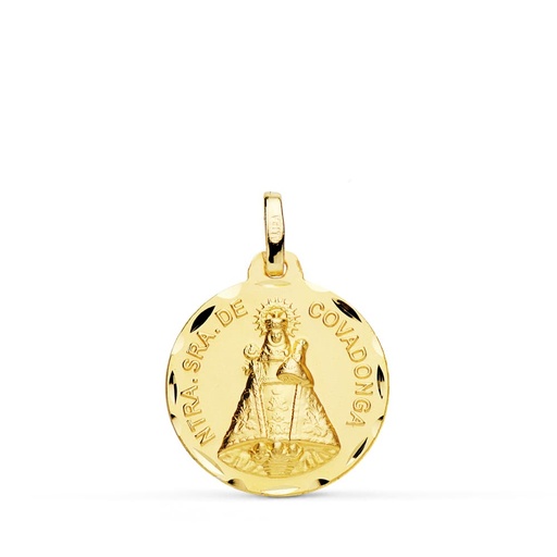 [PP2989-318] 18K MEDALLA DE LA VIRGEN DE COVADONGA TALLADA 18 MM