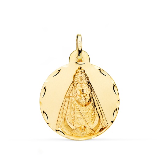 [PP2992-324] 18K MEDALLA VIRGEN NEGRA TALLADA 24 MM