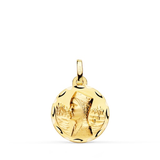 [PP3001-316] 18K MEDALLA VIRGEN MONTSERRAT 16 MM TALLADA