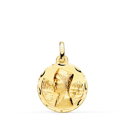 [PP3001-318] 18K MEDALLA VIRGEN DE MONTSERRAT TALLADA 18 MM