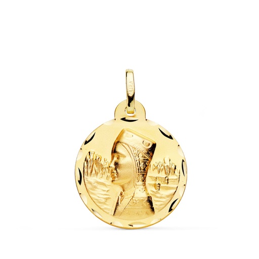 [PP3001-320] 18K MEDALLA VIRGEN DE MONTSERRAT TALLADA 20 MM