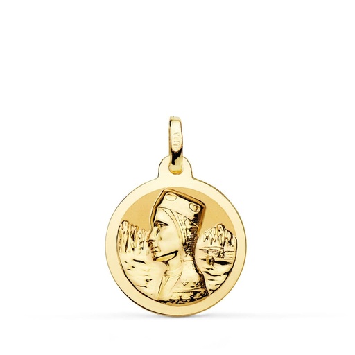 [PP3001-818] 18K MEDALLA VIRGEN DE MONTSERRAT BRILLO 18 MM