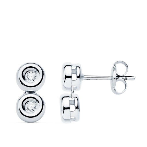 [PP30021-2OBP] PENDIENTES ORO BLANCO CHATON 4 BRILLANTES 0.08 QTS. 1.7 MM VS2-G. 11X5.5 MM