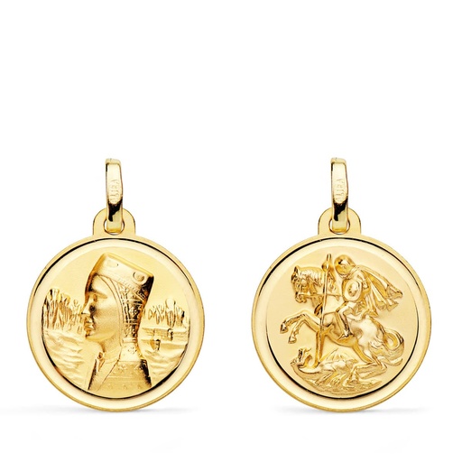 [PP3003-118] 18K ESCAPULARIO VIRGEN MONTSERRAT Y SAN JORGE BISEL 18 MM