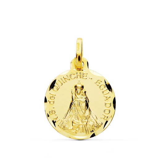 [PP3004-316] 18K MEDALLA NUESTRA SEÑORA DEL QUINCHE 16 MM