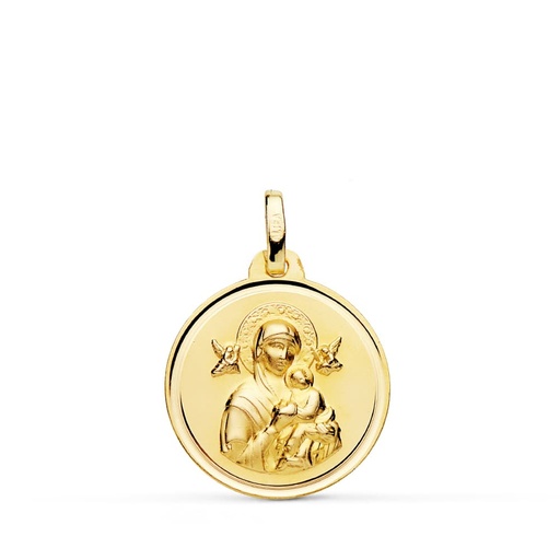 [PP3008-118] 18K VIRGEN DEL PERPETUO SOCORRO EN BRILLO 18 MM