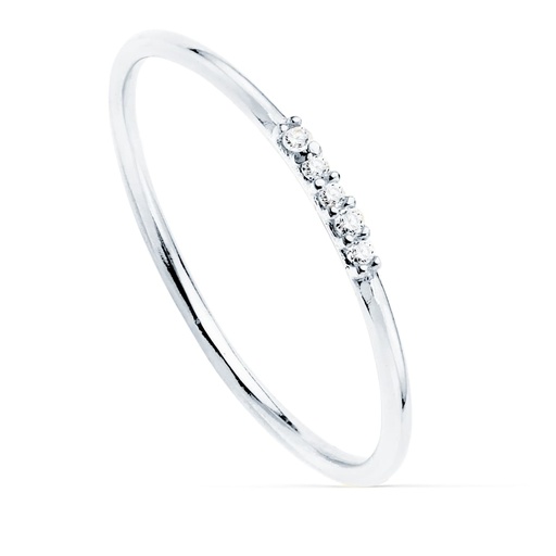 [PP30100-OB] 18K SORTIJA ORO BLANCO 5 DIAMANTES 0.025  QTS. CUERPO REDONDO 1 MM