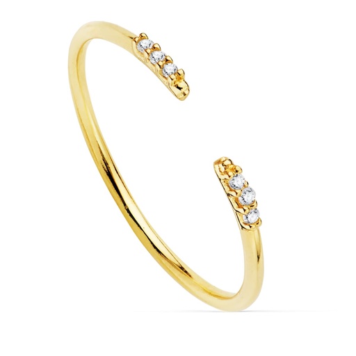 [PP30103-OA] 18K SORTIJA ABIERTA ORO AMARILLO DIAMANTES 0.030QTS. G-VS2. CUERPO REDONDO 1 MM