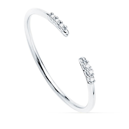[PP30103-OB] 18K SORTIJA ABIERTA ORO BLANCO DIAMANTES 0.030 QTS. G-VS2. CUERPO REDONDO 1 MM