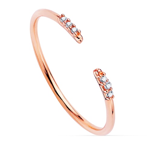 [PP30103-OR] 18K SORTIJA ABIERTA ORO ROSA DIAMANTES 0.030QTS. G-VS2. CUERPO REDONDO 1 MM