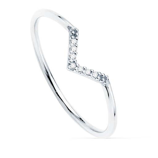 [PP30104-OB] 18K SORTIJA ORO BLANCO 7 DIAMANTES 0.035  QTS. G-VS2. CUERPO REDONDO 1 MM