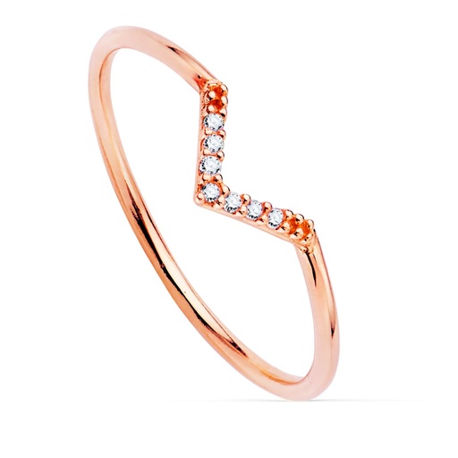 [PP30104-OR] 18K SORTIJA ORO ROSA 7 DIAMANTES 0.035  QTS. G-VS2. CUERPO REDONDO 1 MM