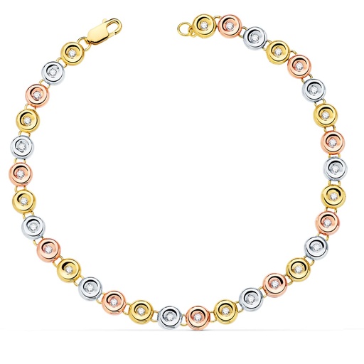 [PP30115-OABR150] 18K PULSERA RIVIERE ORO TRICOLOR 31 DIAMANTES. 0.434 QTS.  4.85 MM 18.5 CM G-VS2