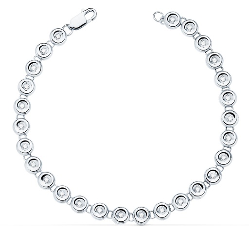 [PP30115-OB150] 18K PULSERA RIVIERE ORO BLANCO 31 DIAMANTES 0.434 QTS.  4.85 MM 19 CMTS